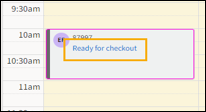 Appointment time slot for example patient with a Ready for Check out status